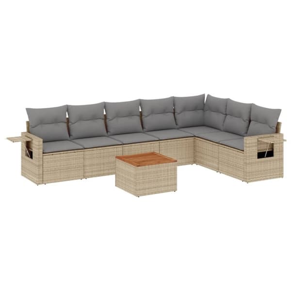 vidaXL sofasæt til haven 8 dele med hynder polyrattan beige