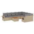 Miniatyrbillede 1 af 11: vidaXL sofasæt til haven 10 dele med hynder polyrattan beige
