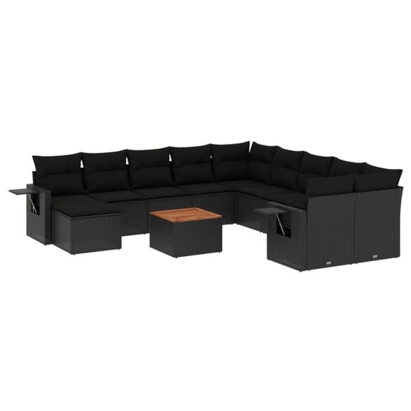vidaXL sofasæt til haven 12 dele med hynder polyrattan sort
