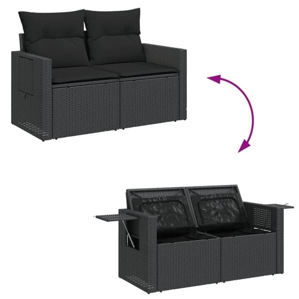 vidaXL sofasæt til haven 12 dele med hynder polyrattan sort