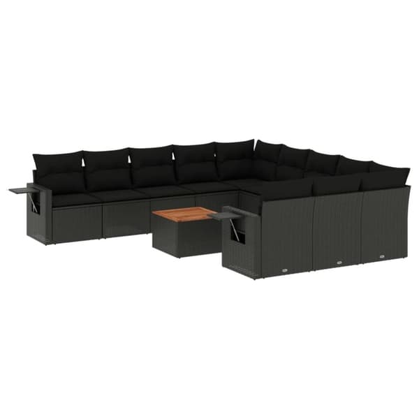 vidaXL sofasæt til haven 12 dele med hynder polyrattan sort
