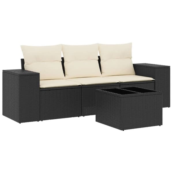 vidaXL sofasæt til haven 4 dele med hynder polyrattan sort