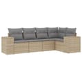 Miniatyrbillede 3 af 11: vidaXL sofasæt til haven 5 dele med hynder polyrattan beige