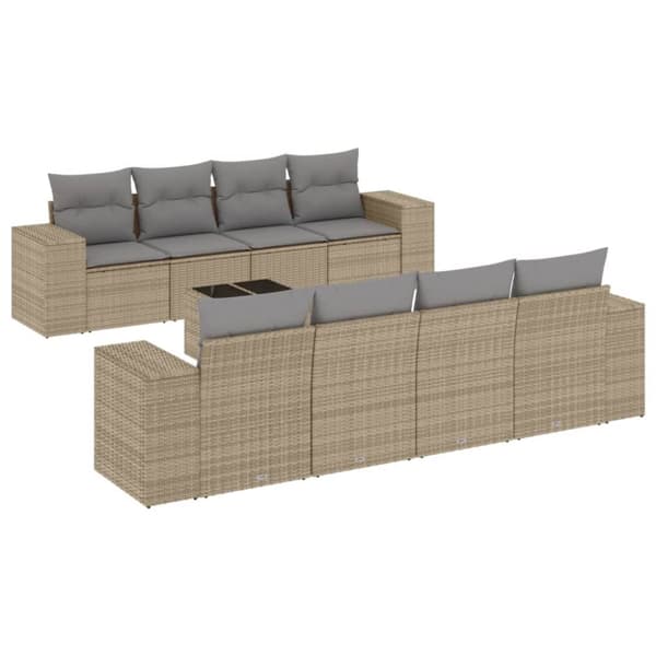 vidaXL sofasæt til haven 9 dele med hynder polyrattan beige