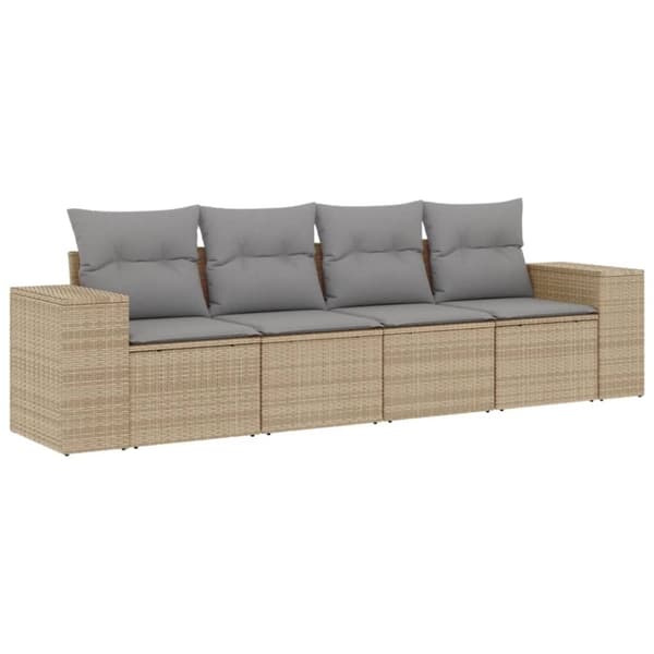 vidaXL sofasæt til haven 4 dele med hynder polyrattan beige