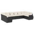Miniatyrbillede 1 af 11: vidaXL sofasæt til haven 10 dele med hynder polyrattan sort
