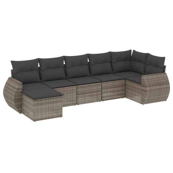 vidaXL sofaesæt til haven 7 dele med hynder polyrattan grå
