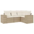 Miniatyrbillede 1 af 11: vidaXL sofasæt til haven 4 dele med hynder polyrattan beige