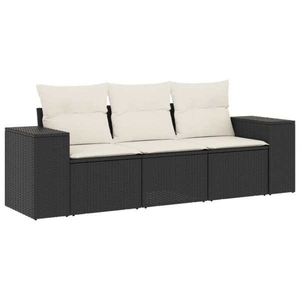 vidaXL sofasæt til haven 3 dele med hynder polyrattan sort
