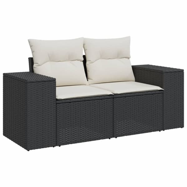 vidaXL sofasæt til haven 4 dele med hynder polyrattan sort