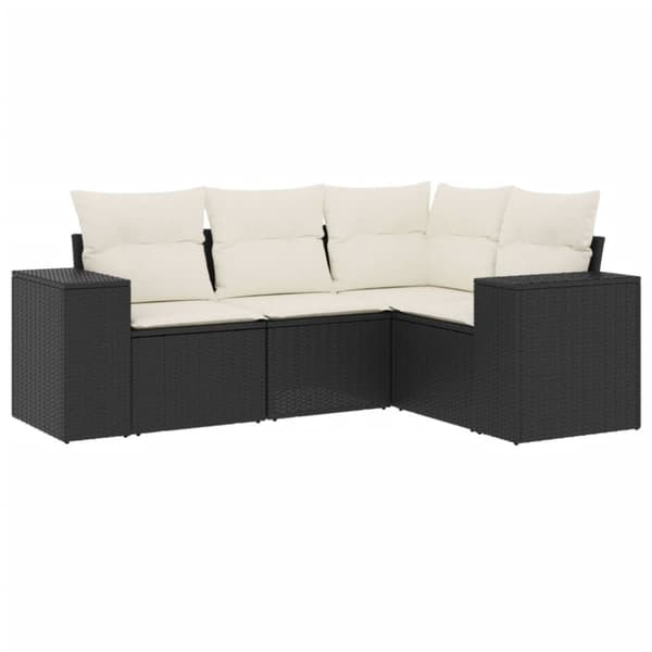 vidaXL sofasæt til haven 4 dele med hynder polyrattan sort