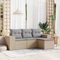 Miniatyrbillede 2 af 11: vidaXL sofasæt til haven 4 dele med hynder polyrattan beige