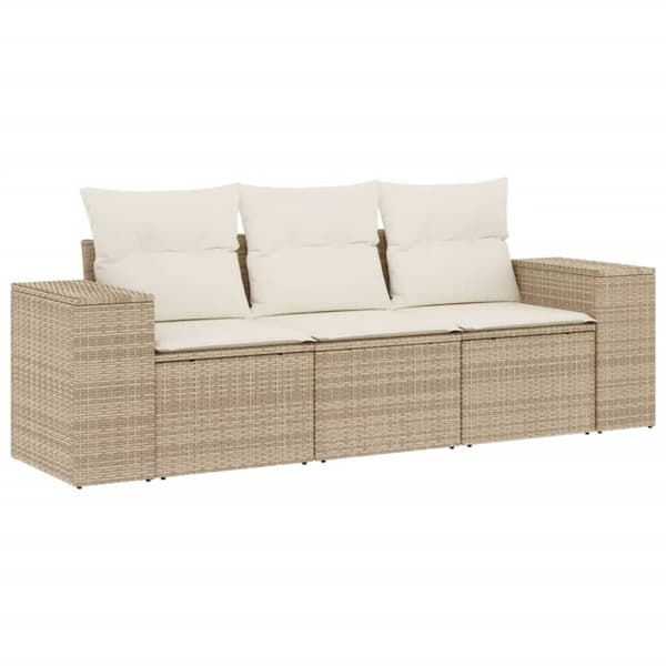 vidaXL sofasæt til haven 3 dele med hynder polyrattan beige