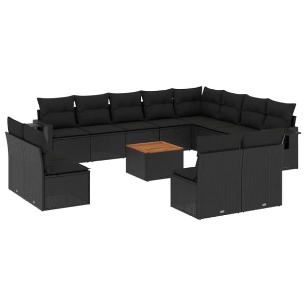 vidaXL sofasæt til haven 13 dele med hynder polyrattan sort