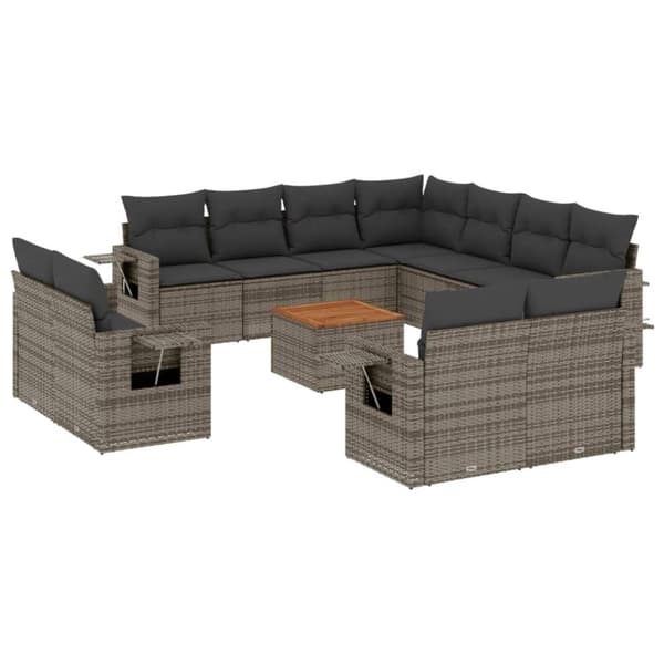 vidaXL sofasæt til haven 12 dele med hynder polyrattan grå