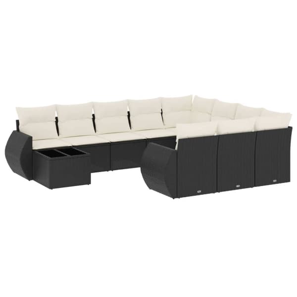 vidaXL sofasæt til haven 11 dele med hynder polyrattan sort