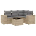 Miniatyrbillede 1 af 11: vidaXL sofasæt til haven 5 dele med hynder polyrattan beige