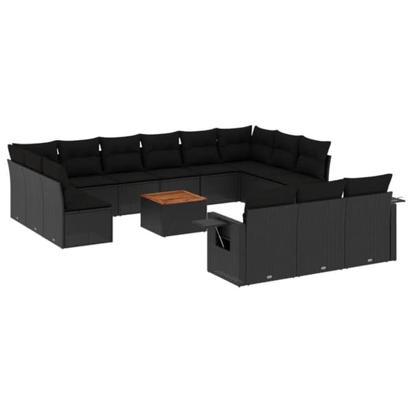 vidaXL sofasæt til haven 14 dele med hynder polyrattan sort