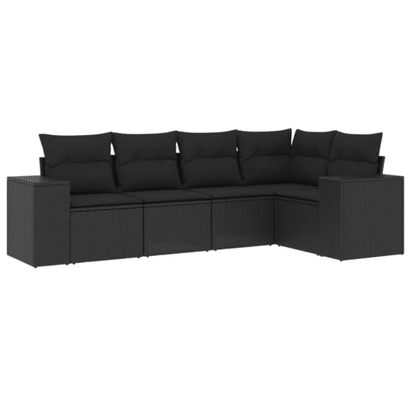 vidaXL sofasæt til haven 5 dele med hynder polyrattan sort