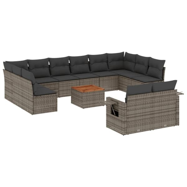 vidaXL sofasæt til haven 13 dele med hynder polyrattan grå