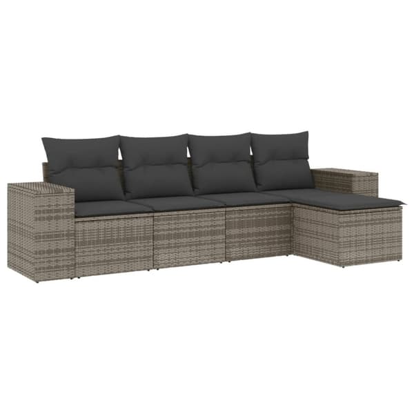 vidaXL sofasæt 5 dele med hynder polyrattan grå