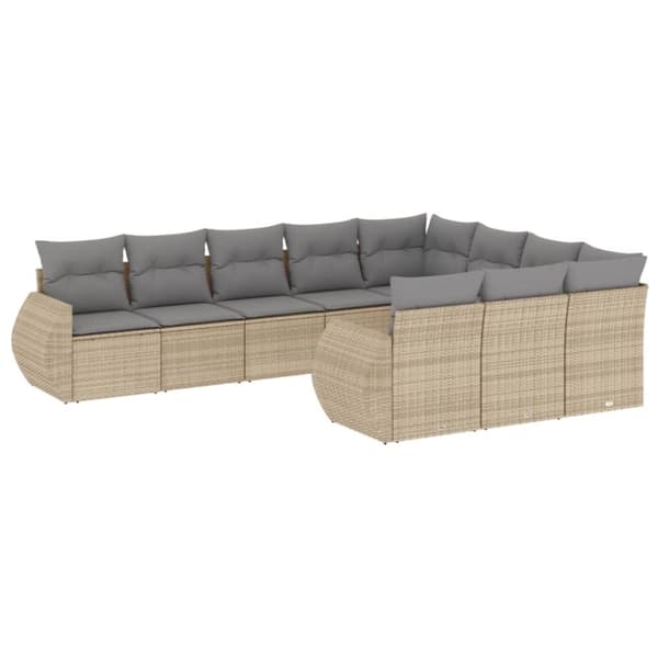 vidaXL sofasæt til haven 10 dele med hynder polyrattan beige