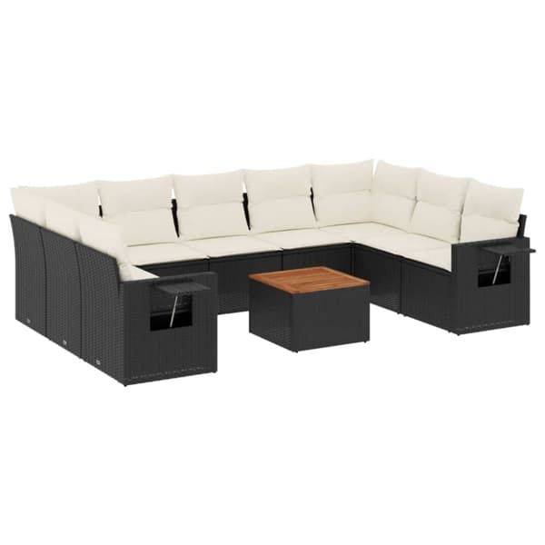 vidaXL Loungegrupp 10 delar med svarta dynor konstrotting