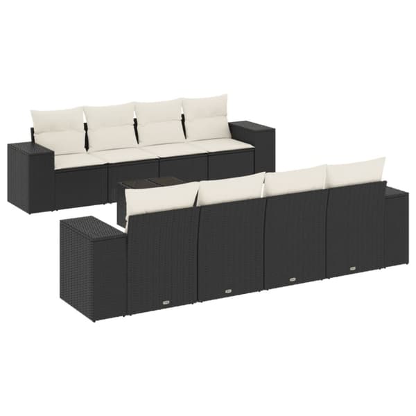 vidaXL sofasæt til haven 9 dele med hynder polyrattan sort
