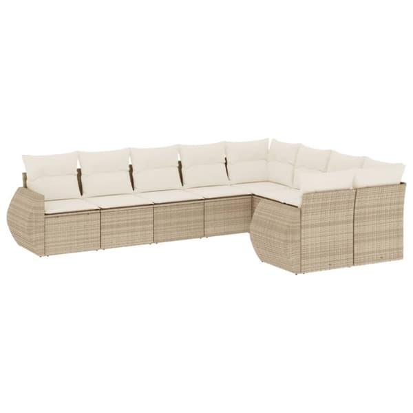 vidaXL sofasæt til haven 9 dele med hynder polyrattan beige