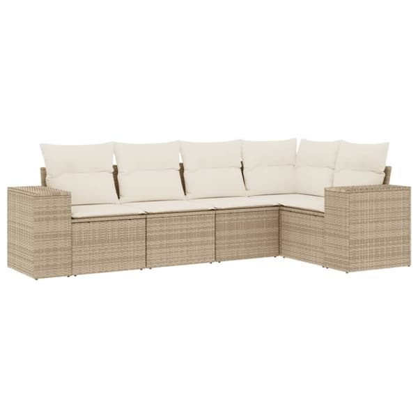 vidaXL sofasæt til haven 5 dele med hynder polyrattan beige