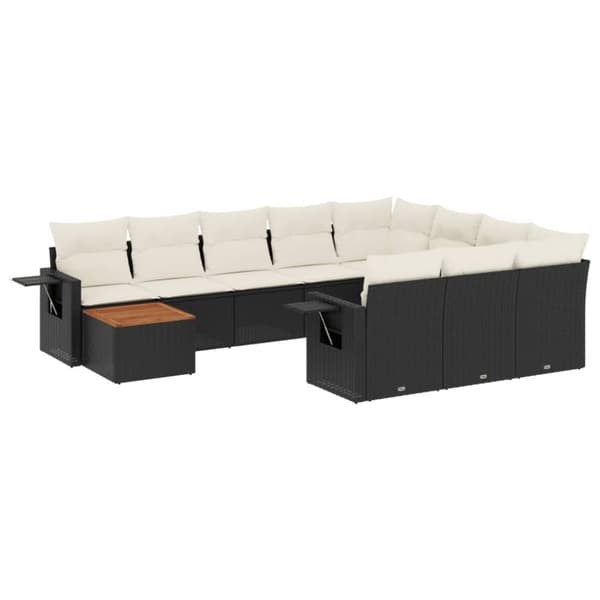 vidaXL sofasæt til haven 11 dele med hynder polyrattan sort