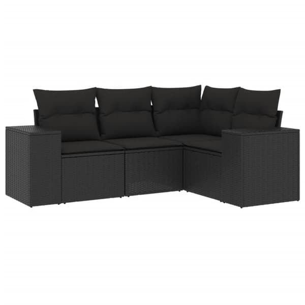 vidaXL sofasæt til haven 4 dele med hynder polyrattan sort