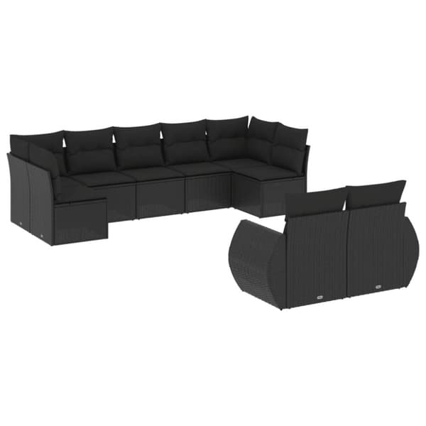 vidaXL sofasæt til haven 9 dele med hynder polyrattan sort
