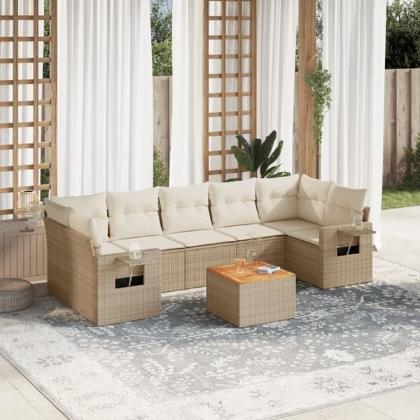 vidaXL sofasæt til haven 8 dele med hynder polyrattan beige