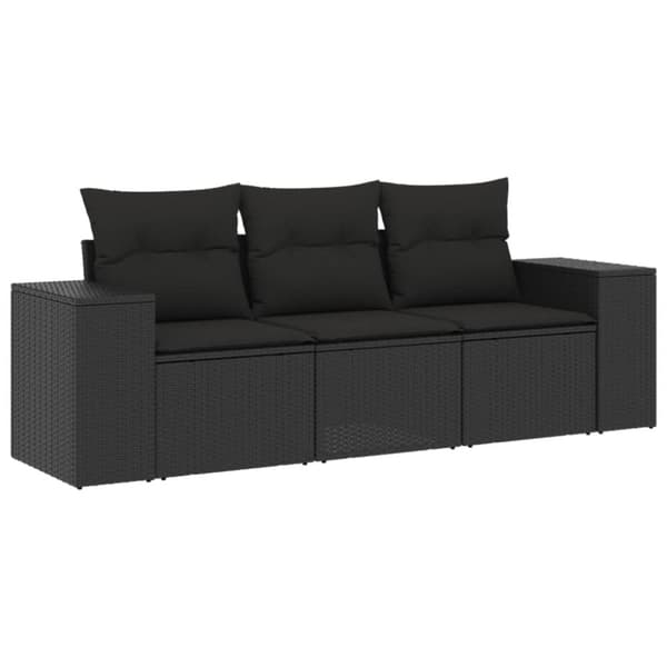 vidaXL sofasæt til haven 3 dele med hynder polyrattan sort