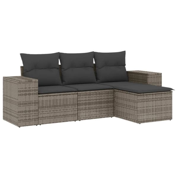 vidaXL sofasæt til haven 4 dele med hynder polyrattan grå