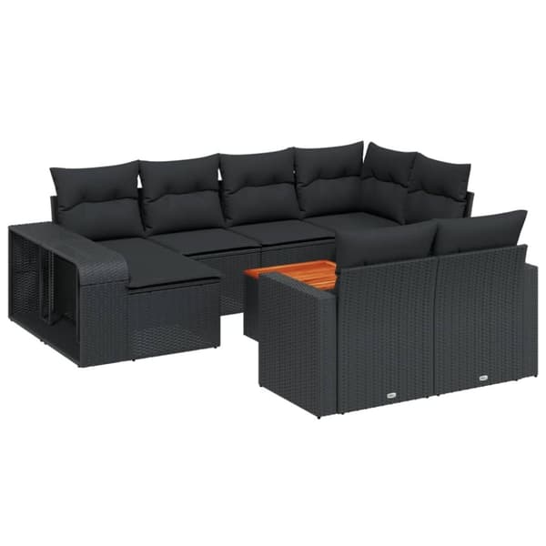 vidaXL sofasæt til haven 11 dele med hynder polyrattan sort