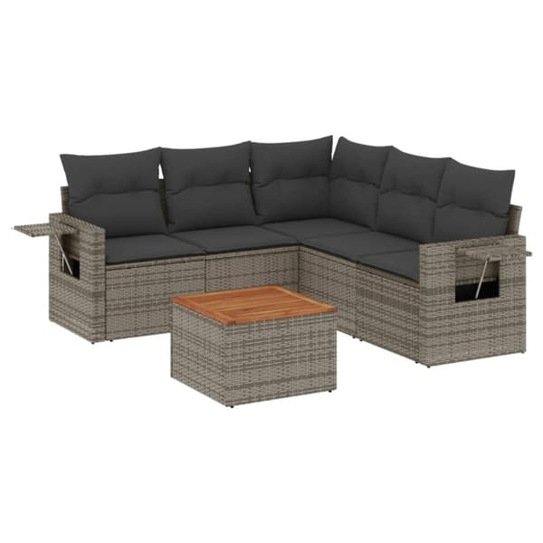 vidaXL sofasæt til haven 6 dele med hynder polyrattan grå