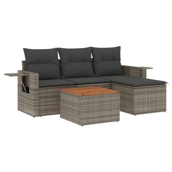 vidaXL sofasæt 5 dele med hynder polyrattan grå