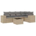 Miniatyrbillede 2 af 11: vidaXL sofasæt til haven 6 dele med hynder polyrattan beige