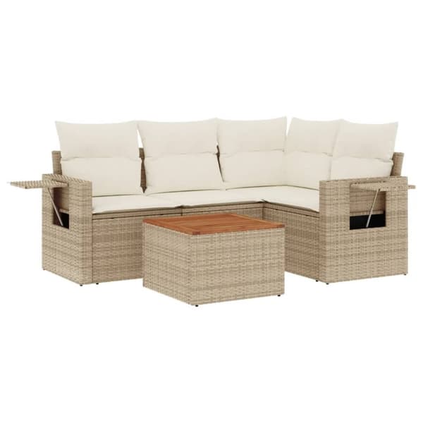 vidaXL sofasæt til haven 5 dele med hynder polyrattan beige