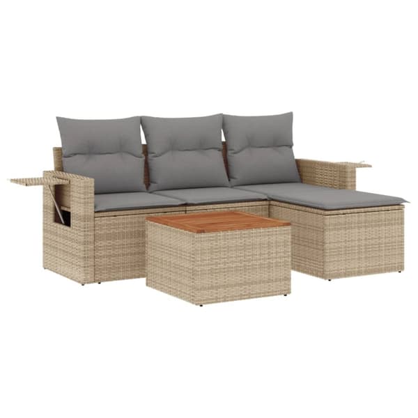 vidaXL sofasæt til haven 5 dele med hynder polyrattan beige