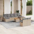 Miniatyrbillede 2 af 11: vidaXL sofasæt til haven 10 dele med hynder polyrattan beige