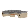 Miniatyrbillede 1 af 11: vidaXL sofasæt til haven 11 dele med hynder polyrattan beige