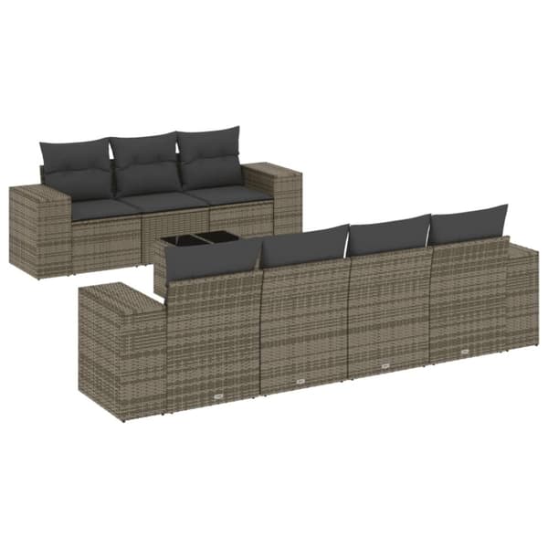 vidaXL sofasæt til haven 8 dele med hynder polyrattan grå