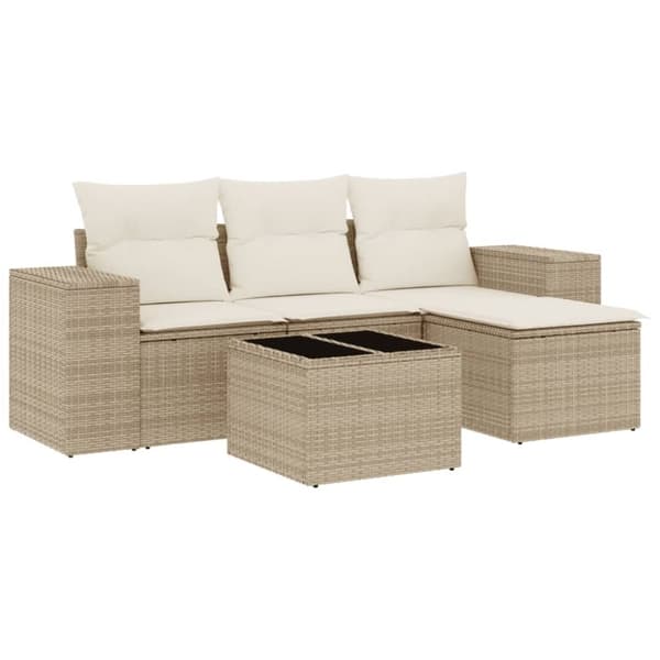 vidaXL sofasæt til haven 5 dele med hynder polyrattan beige