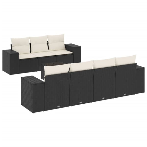 vidaXL sofasæt til haven 8 dele med hynder polyrattan sort