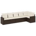 Miniatyrbillede 1 af 3: vidaXL sofasæt til haven 6 dele med hynder polyrattan brun