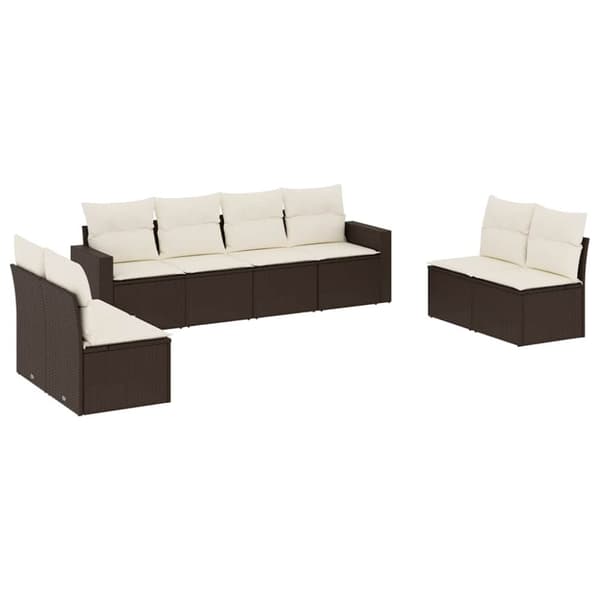 vidaXL sofasæt til haven 8 dele med hynder polyrattan brun