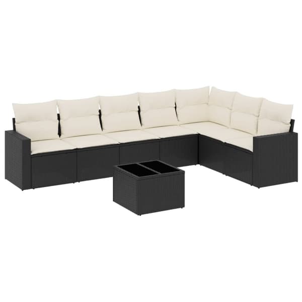 vidaXL sofasæt til haven 8 dele med hynder polyrattan sort